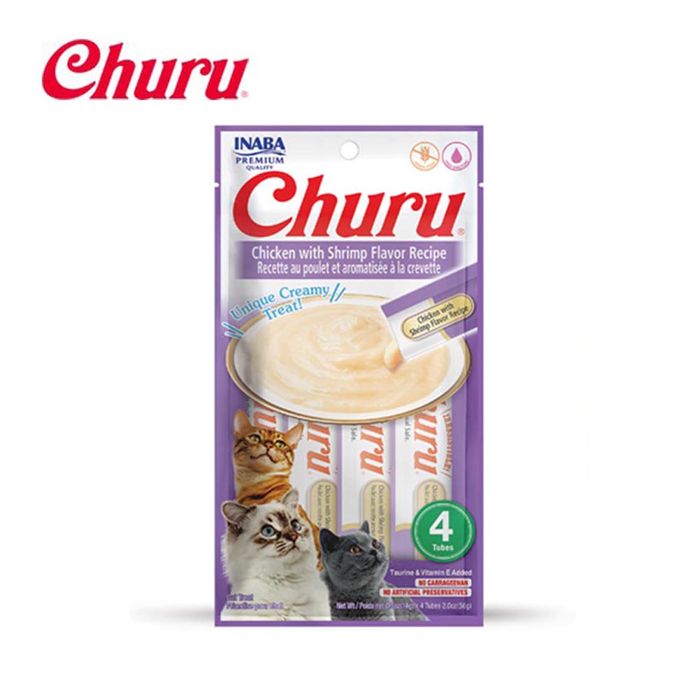 Inaba Churu Piletina sa Škampima, Kremasta Poslastica za Mačke - 14g