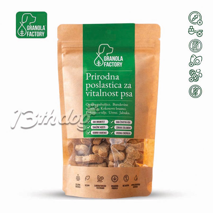 Vitalnost, Granola Factory, Prirodna Poslastica Za Pse, Zelene - 100g