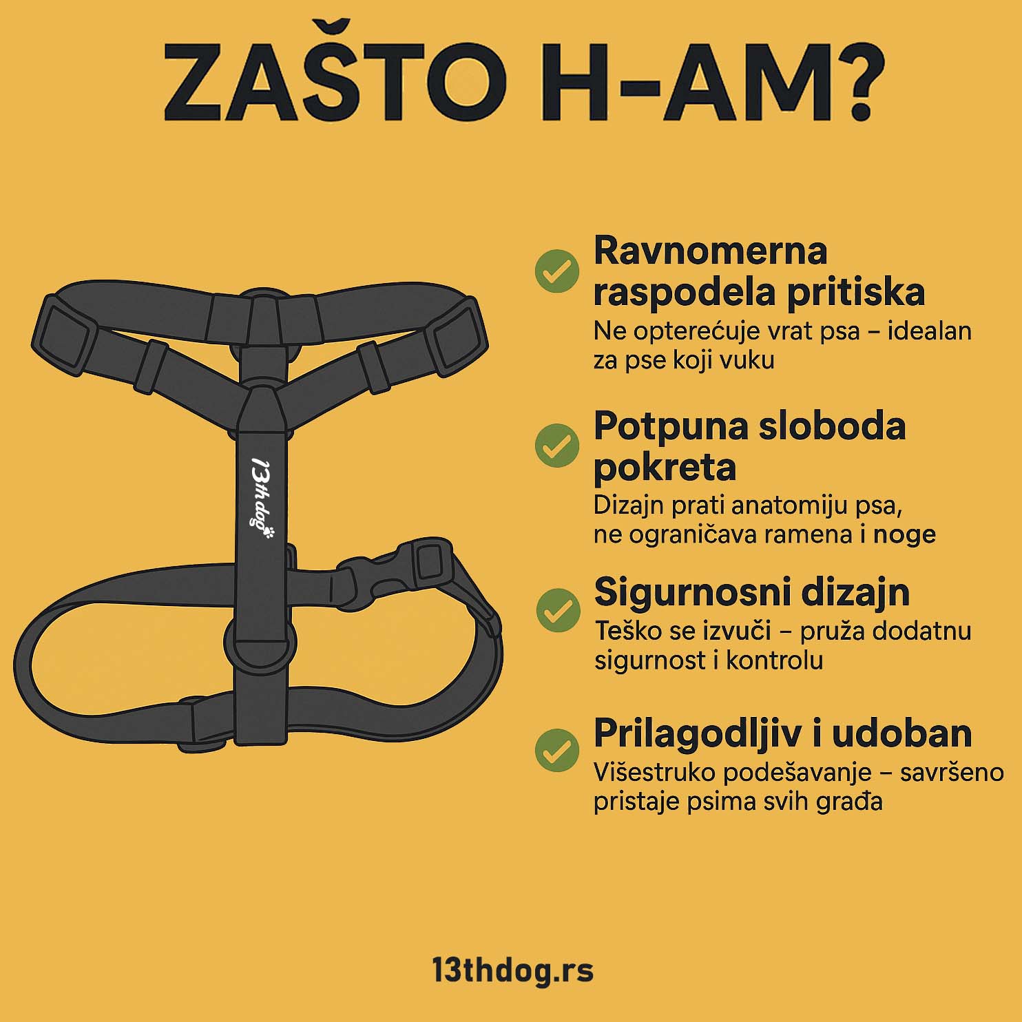 Anatomski H am za pse – Premium crvena varijanta (veličine S i M) #2135