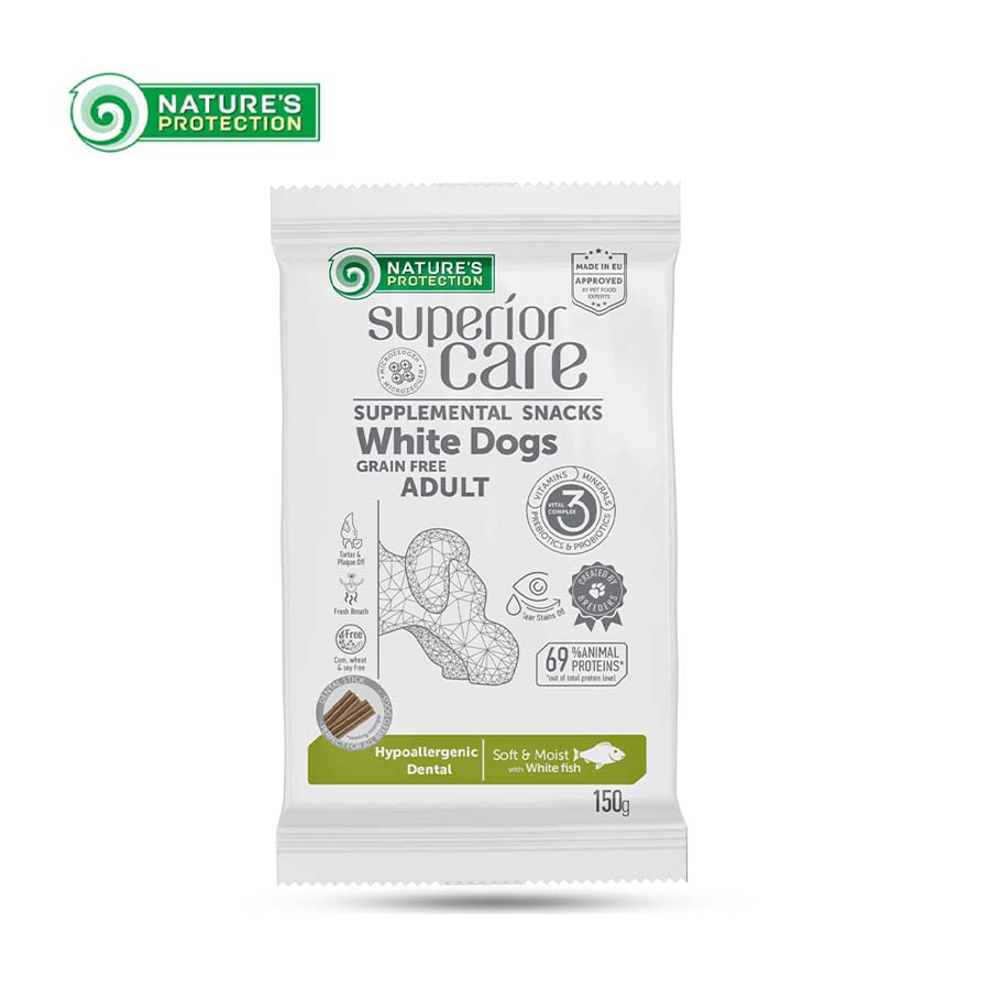 Nature's Protection Hypoallergenic White Dog Dental Poslastice za Pse - 150g